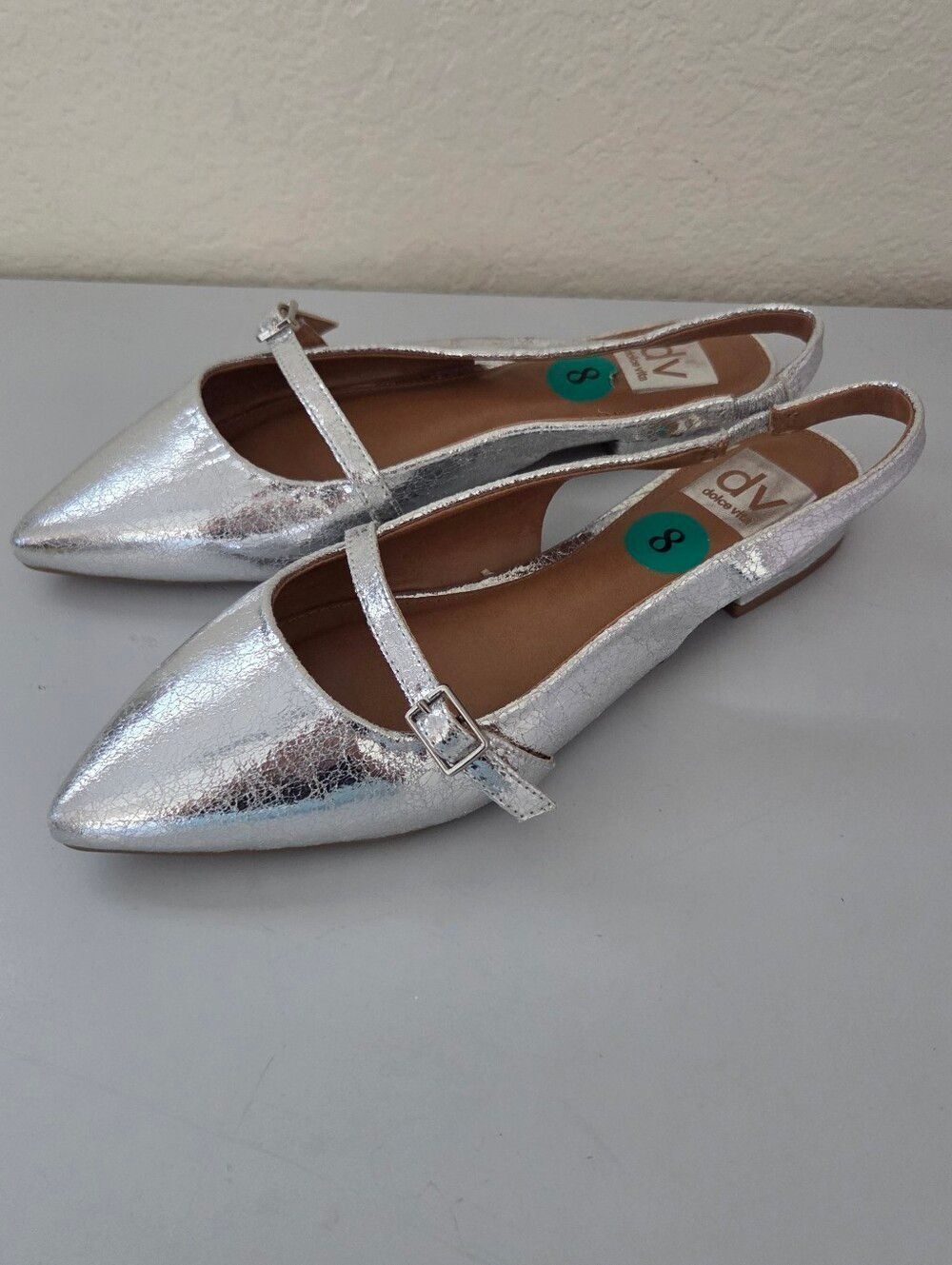 Dolce Vita Carder Slingback Silver Metallic Flats - Picture 4 of 8